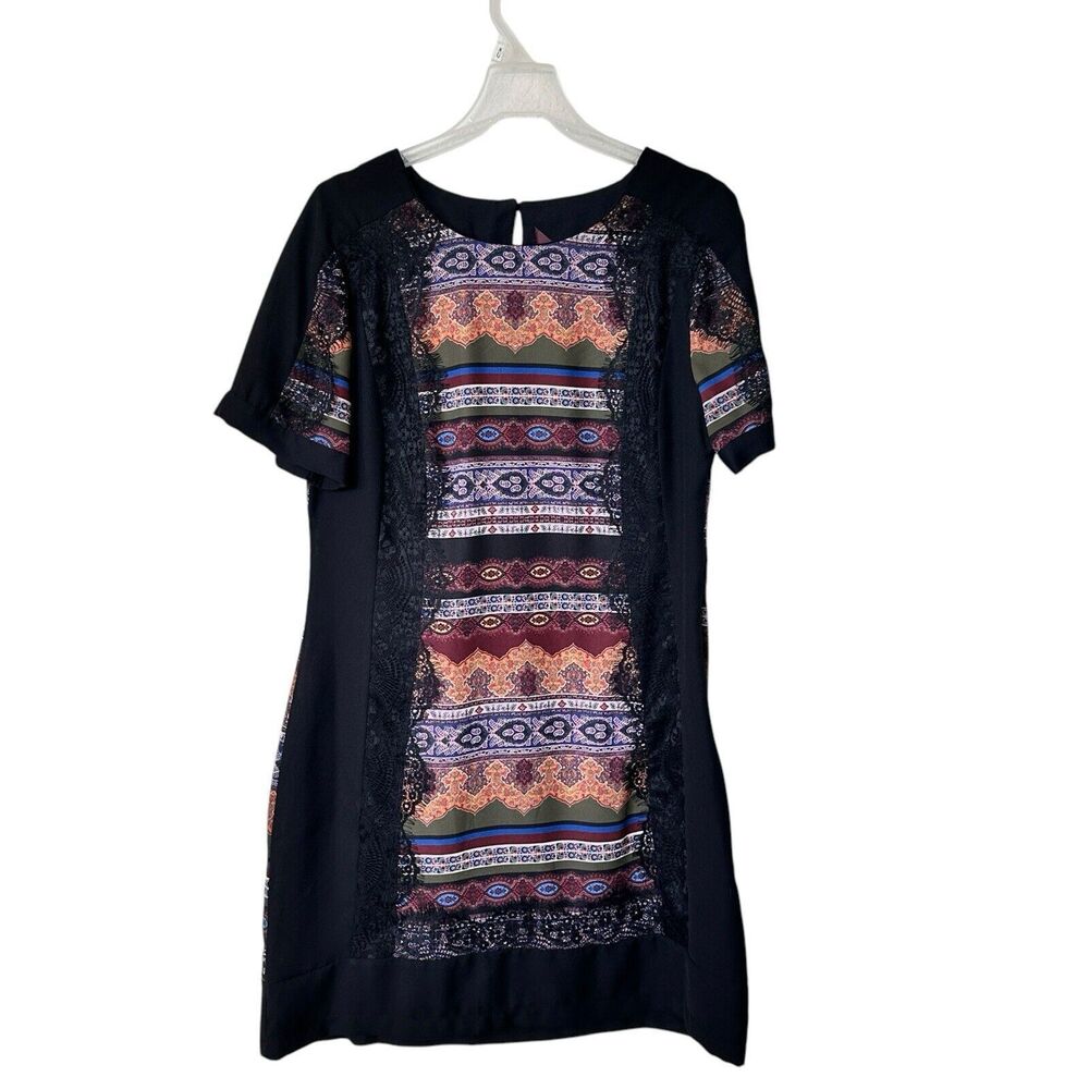 Anthropologie Ranna Gill Lace Trim short sleeves shift dress size 12